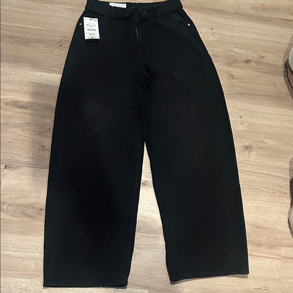Zara Black Wide Leg Jeans NWT